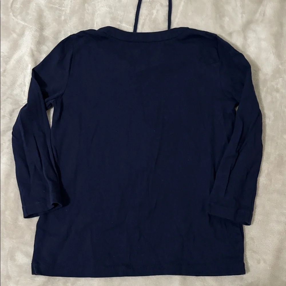J. Crew Dark Blue Lace-Up Top Size XXS